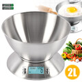 Digitale Küchenwaage mit Edelstahlschüssel 2 L, 5 kg/1g LCD Display Haushalt
