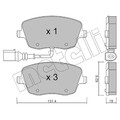 1x ORIGINAL® Metelli 22-0547-1 Bremsbelagsatz, Scheibenbremse Vorne, inkl.