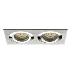 2er Einbaurahmen MR16/GU10 schwenkbar "SEIDY" 2x 80mm DA Aluminium gebürstet