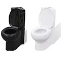 Stand Toilette Ecke Bodenstehend Keramik Soft Close WC Schwarz/Weiß vidaXL DE