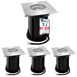 4 Stück LED Bodeneinbaustrahler außen 230V IP67 Strahler eckig GU10 3W warmweiß