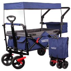 Bollerwagen Faltbar Handwagen Klappbar Gartenwagen mit Dach Transportwagen Gurte