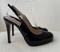 L K Bennett dunkelblau Lackleder Slingback Plateau Heels Gr. 41 gebraucht