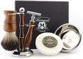 5-teiliges Rasierset aus Holz Rasierhobel Rasierpinsel Rasierseife Schale Stände