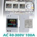 LCD Drehstromzähler Wechselstromzähler AC40-300V 100A 1 Phasen Zähler KWh 6 IN 1