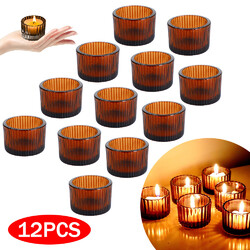 12er Set Teelichtglas Teelichthalter Gläser Windlicht Kerzenständer 5,5x3,9cm