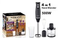 Elektrische Multifunktional Stabmixer 4-in-1 Handmixer Pürierstab Blender Set~