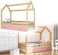 Kinderbett mit Schublade Hausbett Haus Holz Kiefer rosa Bettenkauf 160x80cm