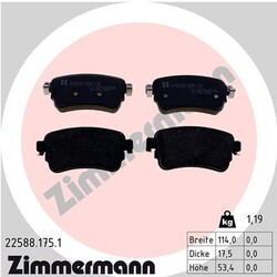 1x ORIGINAL® Zimmermann Bremsbelagsatz, Scheibenbremse Hinten, inkl.