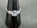 925 Silber Cocktail Ring Zirkonia  Ring Gr 20 sehr modernes solides Design