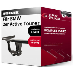 Für 2er Active Tourer Typ F45 (Auto Hak) Anhängerkupplung starr + E-Satz 13polAHK starr + trail-tec universell