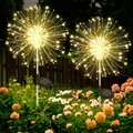 2/4X 200LED Solar Feuerwerk Licht Solarlampe außen Garten Deko Leuchte Stecker