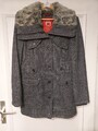 Wollmantel mit Kunstpelzkragen ESPRIT Gr. 40 / L Grau Damen Jacke Mantel