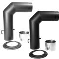 Ofenrohr Rauchrohr Set 600 x 450mm 120 130 150 160 180 200mm grau schwarz Kamin