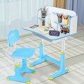 Höhenverstellbares Kinder Schreibtisch und Stuhl Set mit Bücherregal&Schublade