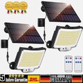 2er LED Solarleuchte mit Bewegungsmelder Außen Solarlampe Fluter Sensor Strahler