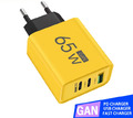 Schnellladegerät USB-C Mehrfachstecker 65W GaN Netzteil Stecker Adapter 3-fach