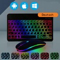 QWERTZ-Tastatur Beleuchtet Maus für iPad 5/6/7/8/9/10th Gen Air 5 6 Pro 11" 2024