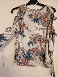 Schulterfreie Bluse - LCW Vision - Weiß mit Blumen - Gr. M - Damen