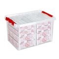 SUNWARE Q-Line-Weihnachtsbox - 62 L + Tabletts für 116 Kugeln - transparent/rot
