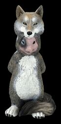 Schweinefigur im Wolfskostüm - Tier Figur Deko Geschenk Sammler