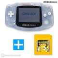 GameBoy Advance Konsole transparent blau / clear blue + POKEMON GELB Spiel DEUTS