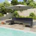 6-tlg. Garten-Lounge-Set mit Auflagen Poly Rattan Grau GL 4346