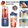 400+400ml USB Tragbarer Mini Mixer Smoothie Blender Elektrischer Saftmixer NEU
