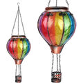 LED Solarlampe Solarleuchte Windlicht aus Echtglas Laterne Heißluftballon Akku