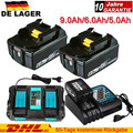 2x Für Makita Akku 18V 5,0Ah 8,0Ah 9,0Ah BL1860B BL1850B BL1830B / Ladegerät