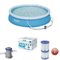 Familien Swimming Pool rund Planschbecken Schwimmbecken Quick-Up 305cm +  Pumpe