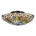 Deckenlampe Deckenleuchte Tiffany Stil D: 42 cm rund 2x E27 Buntglas Metall
