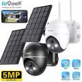 ieGeek 5MP Solar Überwachungskamera Aussen Akku 360° PTZ WLAN Outdoor PIR Kamera