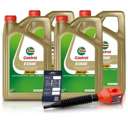 4x 5 L LITER CASTROL MOTORÖL EDGE 5W-40 M MOTOR-ÖL MOTOREN-ÖL### INKL. ÖLWECHSEL-ANHÄNGER + EINFÜLLTRICHTER ###