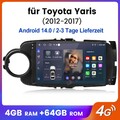 8-Kern Für Toyota Yaris 2011-2018 9"Android 14 Carplay Autoradio GPS 4+64GB DAB+