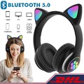 Bluetooth Kopfhörer Faltbare kabellos Gaming Headset Katzenohr mit LED Licht NEU