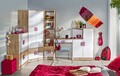 Jugendzimmer Set Eckkleiderschrank Bücherregal eiche hell weiß - pink 61765873