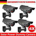 4x Solar Sicherheitskamera Kamera Attrappe Dummy Fake Überwachungskamera mit LED