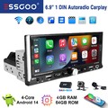 Android 14 4+64G DAB Carplay Autoradio 1DIN GPS NAVI RDS USB WiFi BT Kamera+ MIK