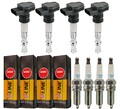 4x HITACHI Zündspule +4x NGK Zündkerze V-Line passend für Renault Scénic I