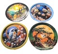 4x Frühstückstablett aus Edelstahl Ø325mm –Lithografiert mit 30 MotivenTabletts
