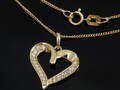585 Gold Herz Anhänger 18 x 14,5 mm mit Gold Panzerkette in 45 cm Länge