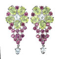 925 Sterling Silber Ohrringe Oval Peridot Aquamarin Rhodolith Edelstein Schmuck