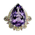 Valentinstag 925 Silberring Birne Amethyst 15x10mm Saphir Edelstein Schmuck 7.5