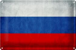 Blechschild Flagge 30x20 cm Russland Fahne Russia Flag Deko Schild tin sign