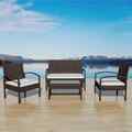 4-tlg. Gartenmöbel mit Auflagen Poly Rattan Balkon Garten Lounge Sitzgruppe Set 