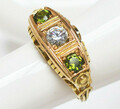 Damenring 8 Karat 333 Gold 3,04 g Gelbgold Zirkon Peridot um 1900 / 1920 Gr 52