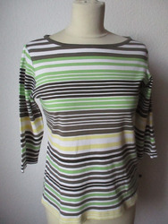 Street One Damen Shirt Gr. 38-40 grün mehrfarbig gestreift 3/4 Arm