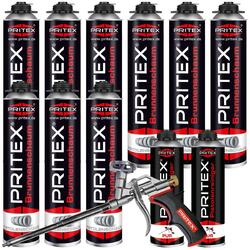 Brunnenschaum Set 9 x 750 ml inkl. 2 Reiniger und Bauschaumpistole Bauschaum