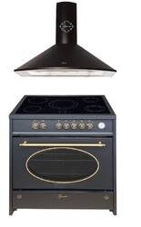 Gurari GCH E 912 BL r Retro Elektro Standherd 90 cm+Dunstabzugshaube 90 cm